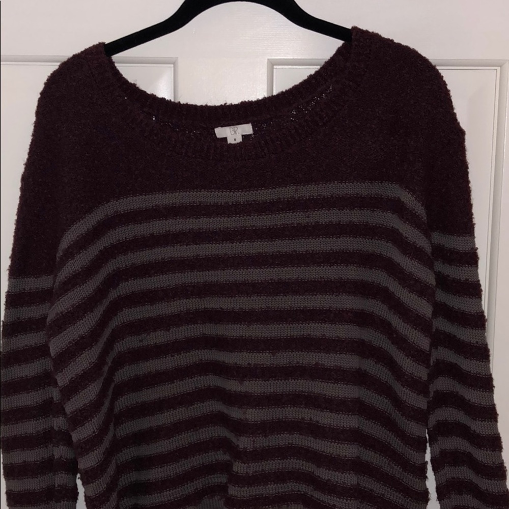 striped cropped sweater - burgundy size medium